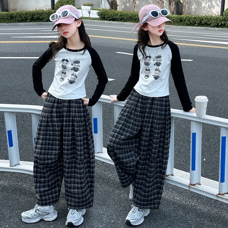 女童秋款套装2025新款大童洋气长袖打底衫儿童春秋休闲长裤两件套