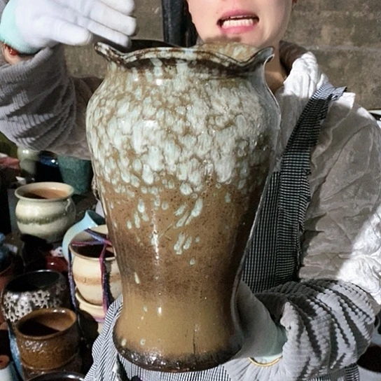 紫砂花盆瑕疵口17高30