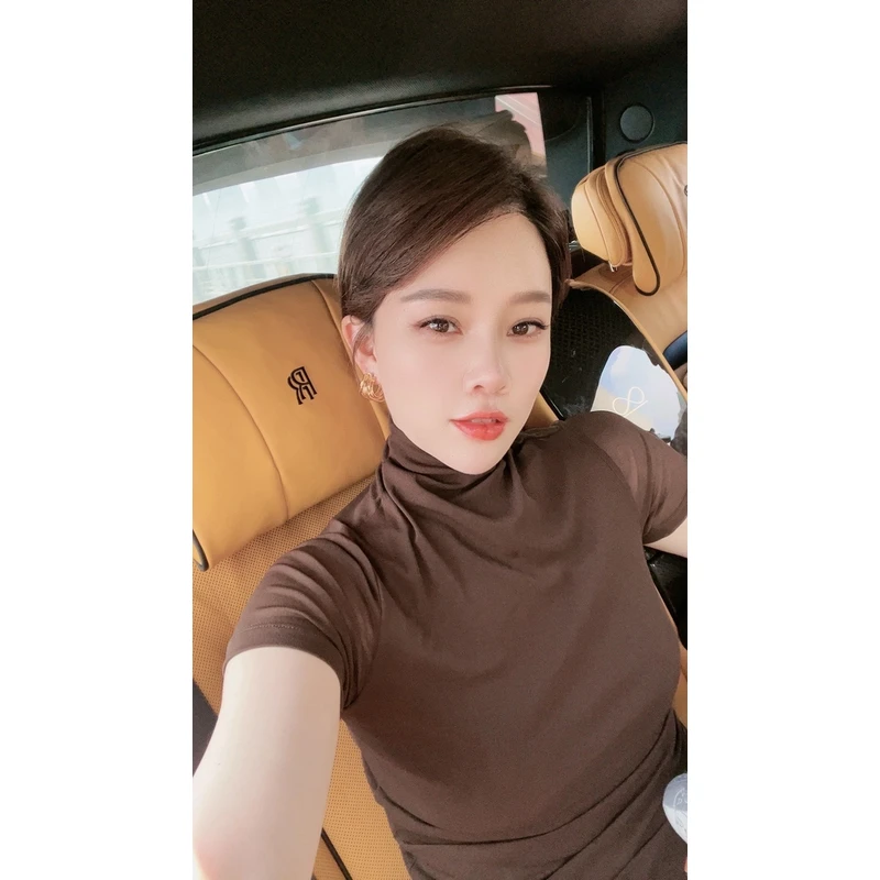 《美颜纱》JING春款8057女装小高领半袖T恤衫纯色上衣螺纹百搭短袖