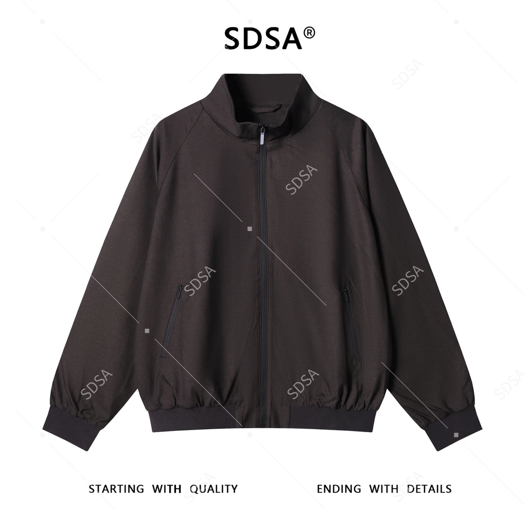 SDSA男士秋冬新款痞帅男装老钱风拉链口袋开衫立领卫衣复古外套