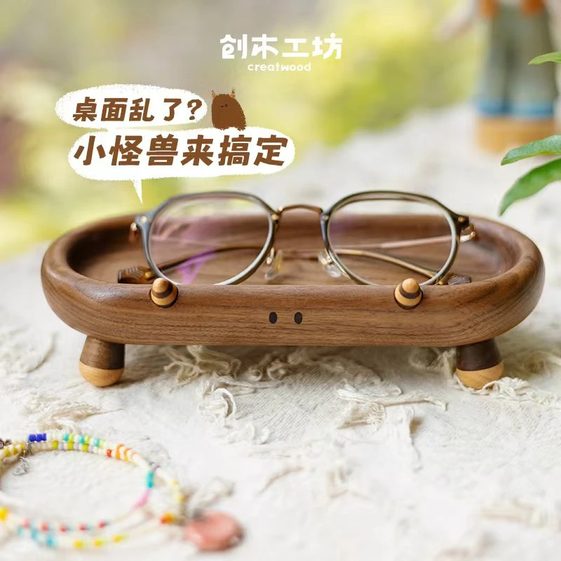 小怪兽托盘/创木工坊新年年货干果糕点杂物收纳整理实木托盘