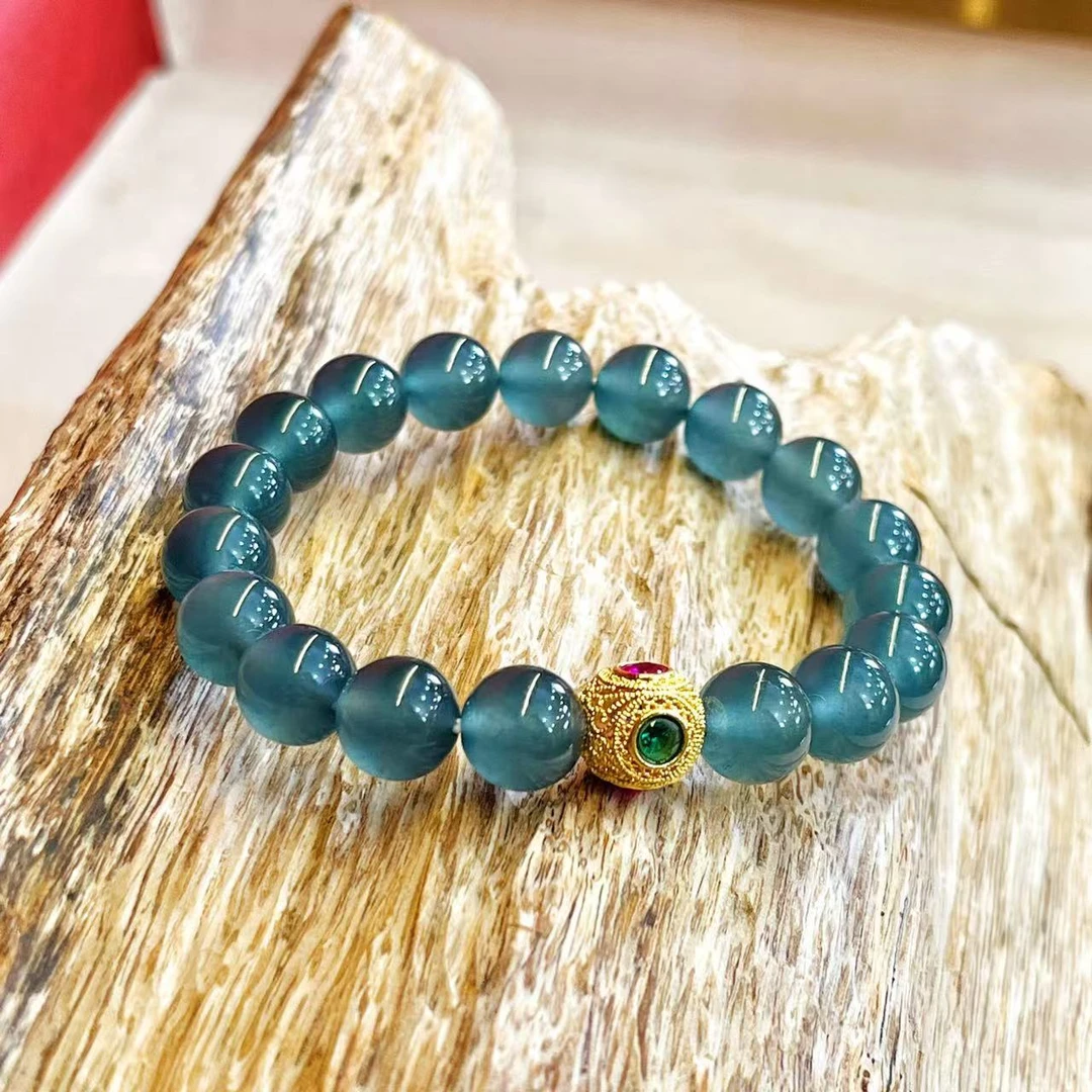 【壹芳珠宝】翡翠蓝水单圈手串10mm