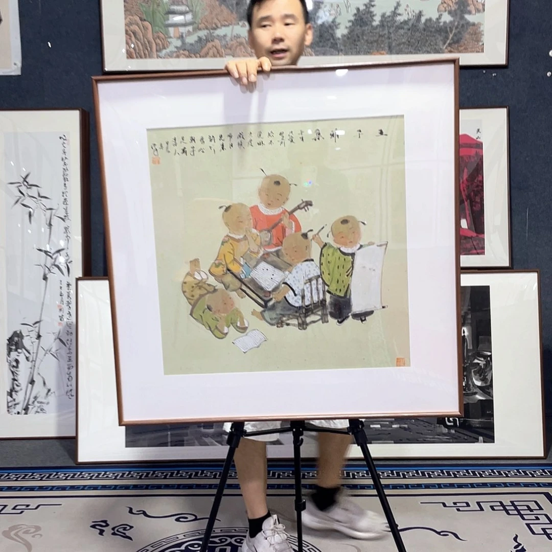 国画手绘画作品带框