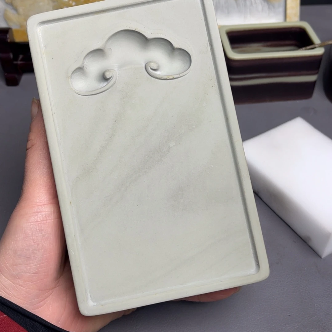 漓***江易砚顶级白玉带砚台