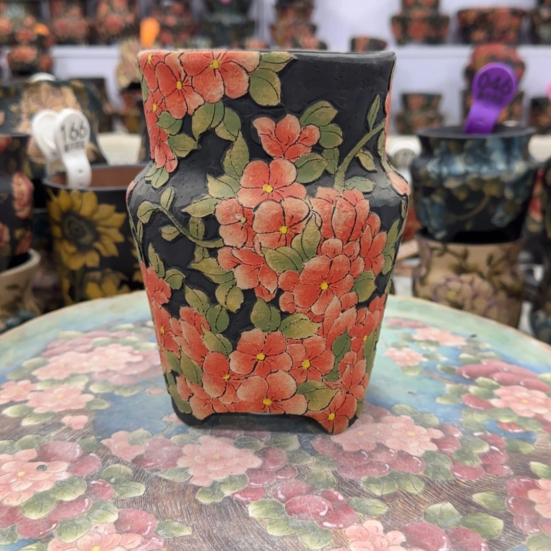 旻***子紫砂花盆精工手绘多肉花盆