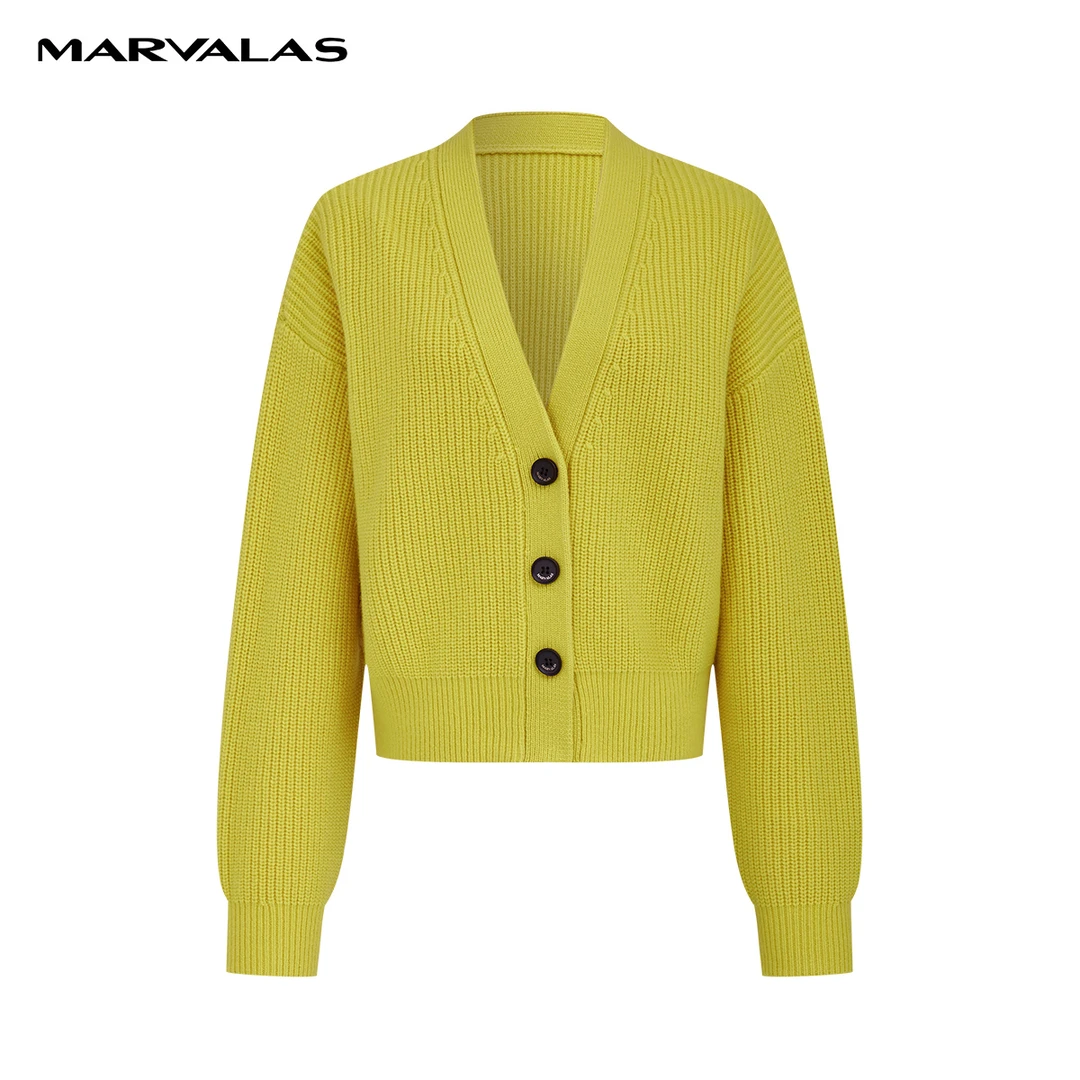 【芊芊专属】曼德诗全羊毛短款开衫2023冬亲肤针织衫女M731307491