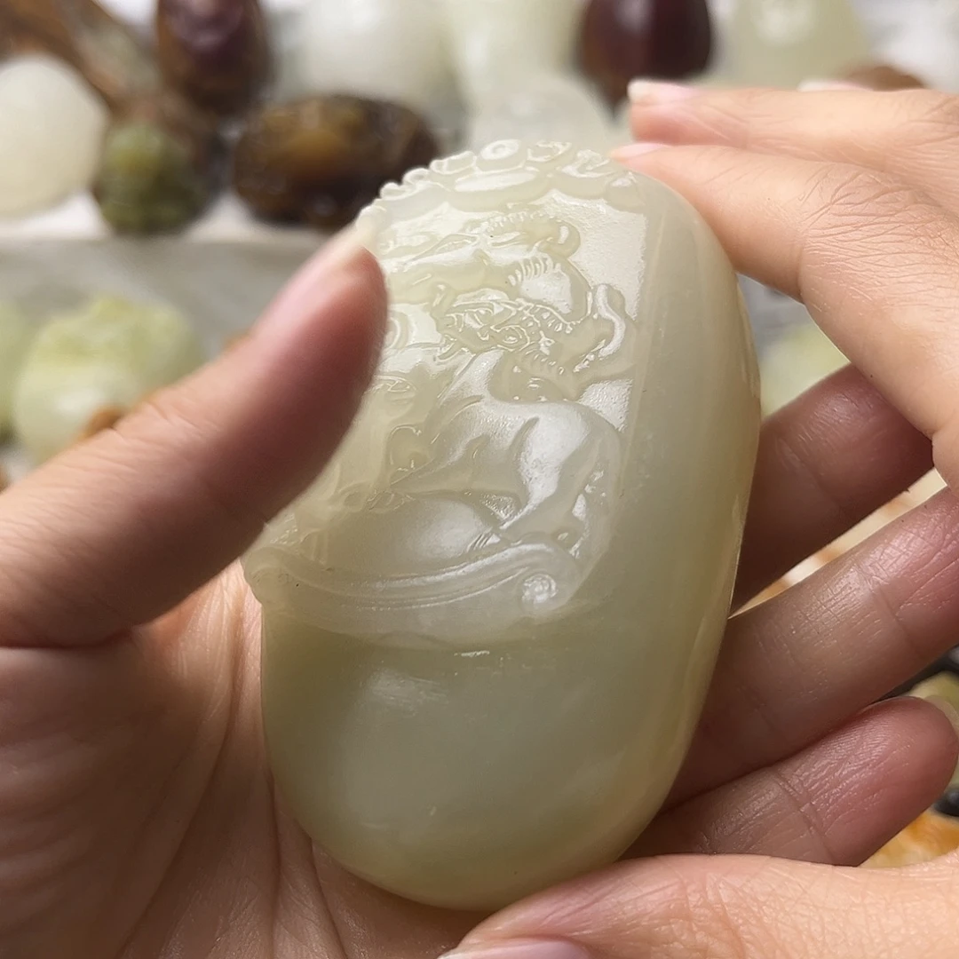 石材方解石手把摆件不退换羊