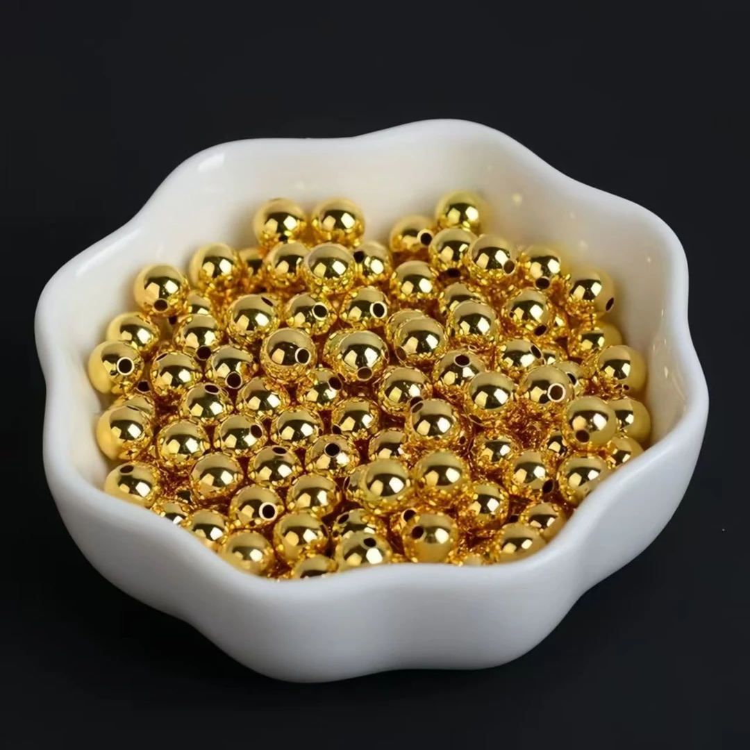 18K  光面珠卡5mm配件DIY