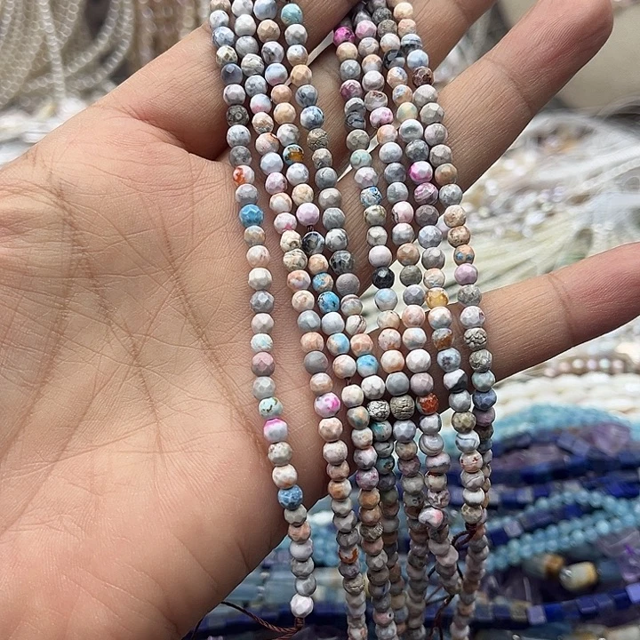 玛瑙/玉髓未镶嵌珠宝半成品2条4mm左右火供玛瑙