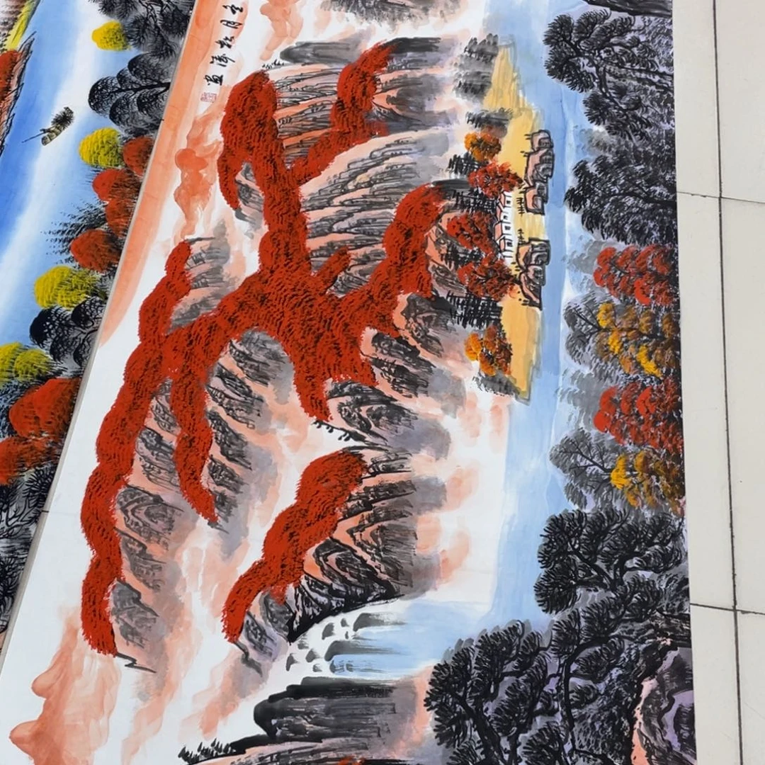 国画纯手绘的山水花鸟