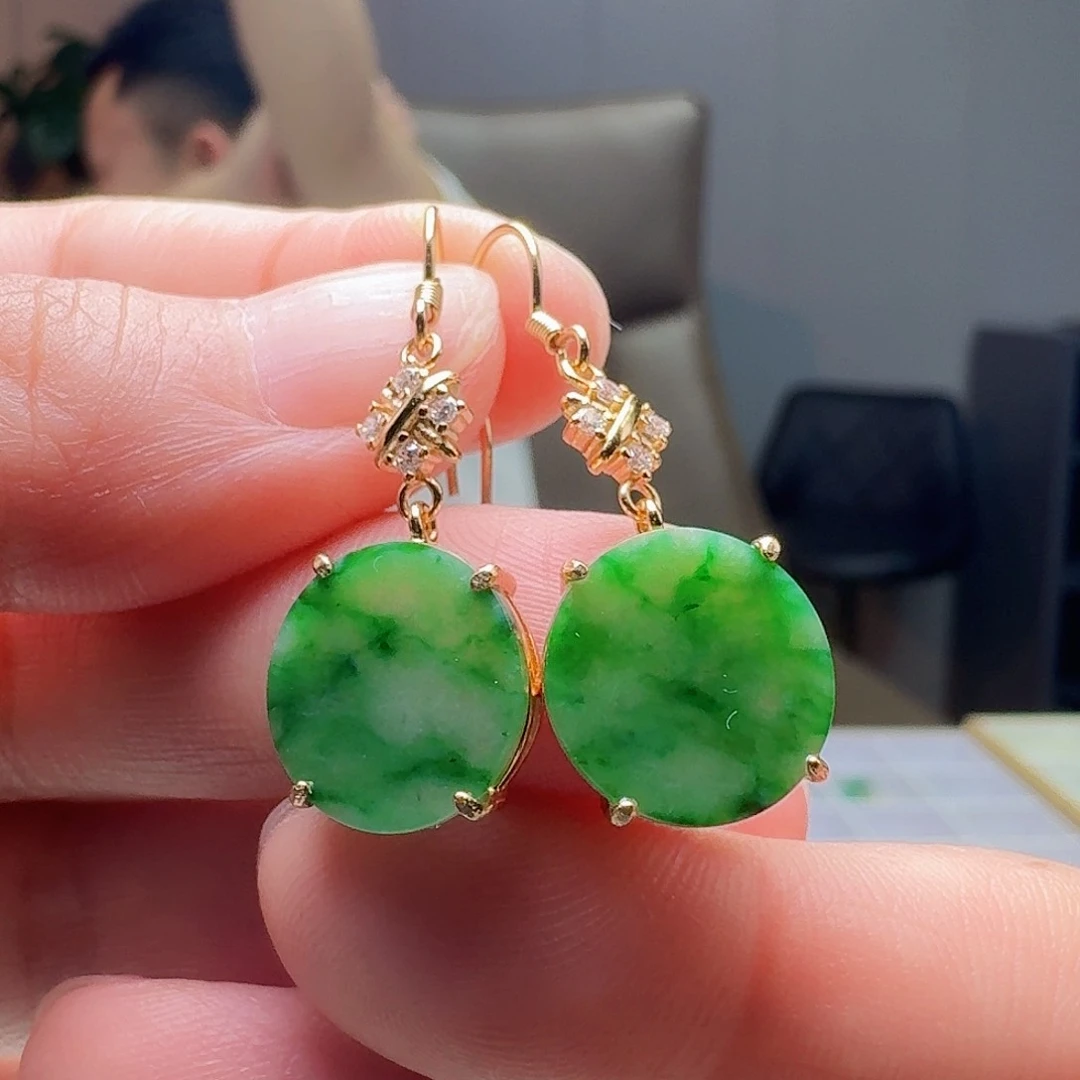 翡翠银S925镶嵌耳饰多样性发货其一