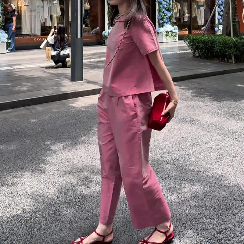 新中式国风女装上衣裤子套装2025夏季新款洋气衣服网红炸街两件套