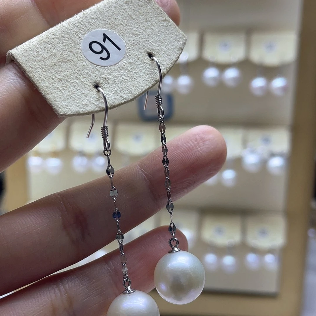 银S925镶嵌淡水珍珠耳饰