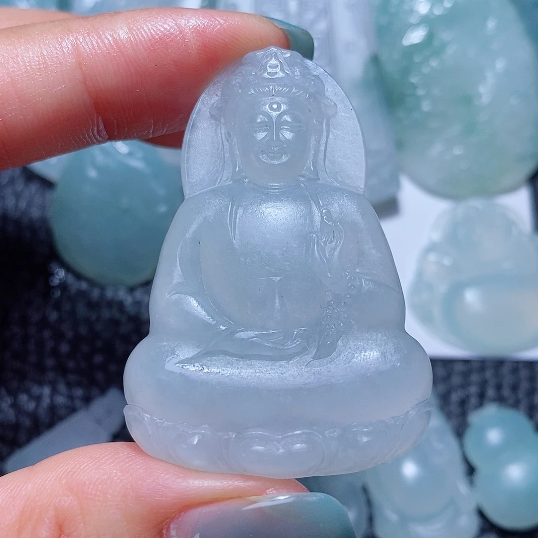定制翡翠未镶嵌毛货付款后确认抛光