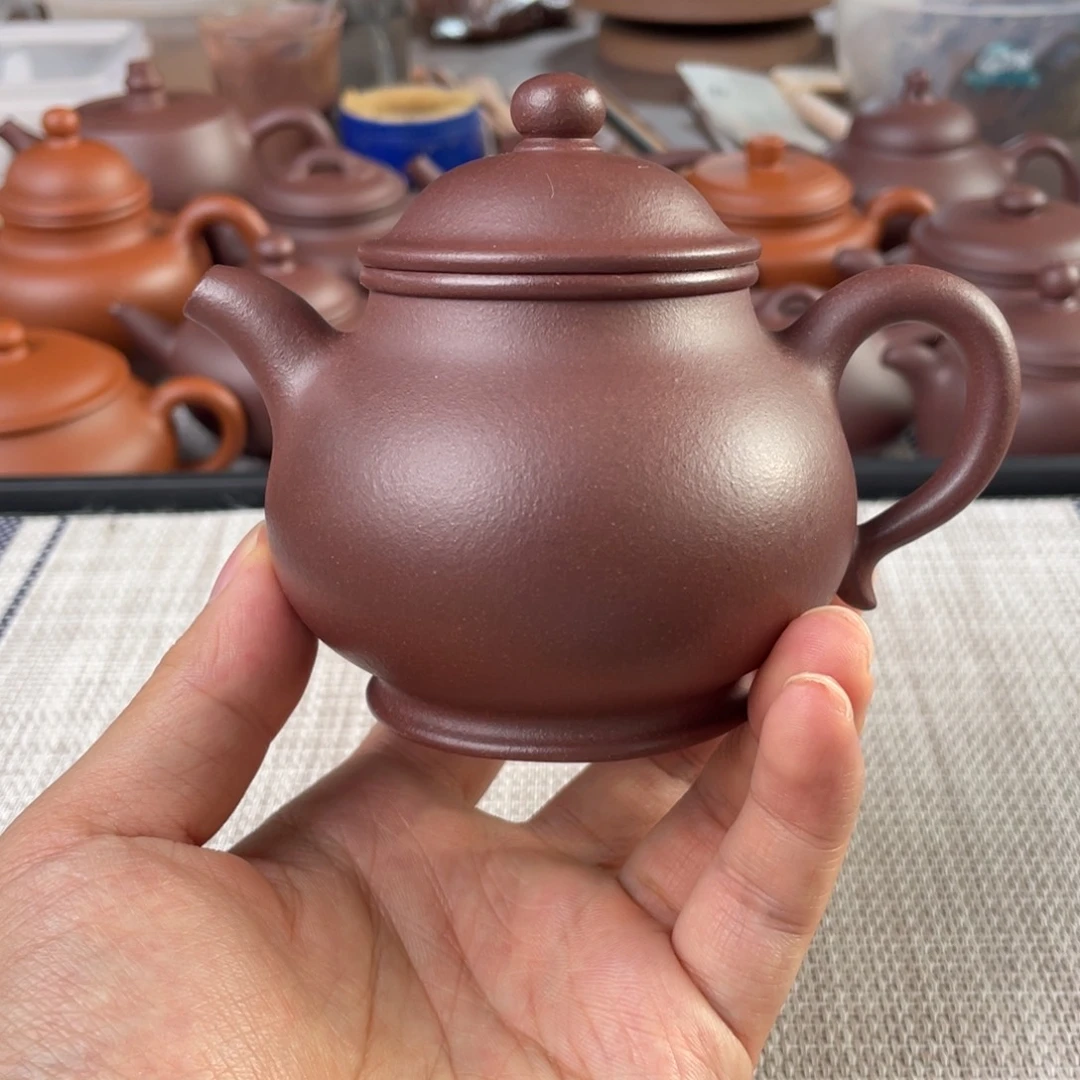 紫砂茶壶微瑕半手工老紫泥高潘壶180cc
