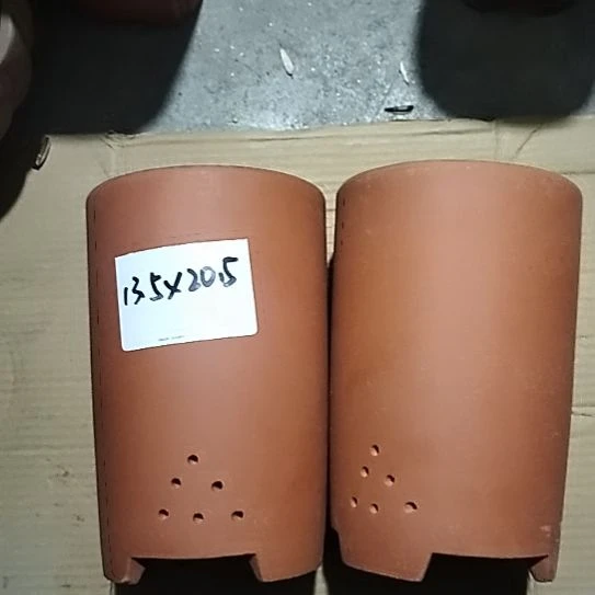 紫砂红泥大笔筒两个紫砂花盆