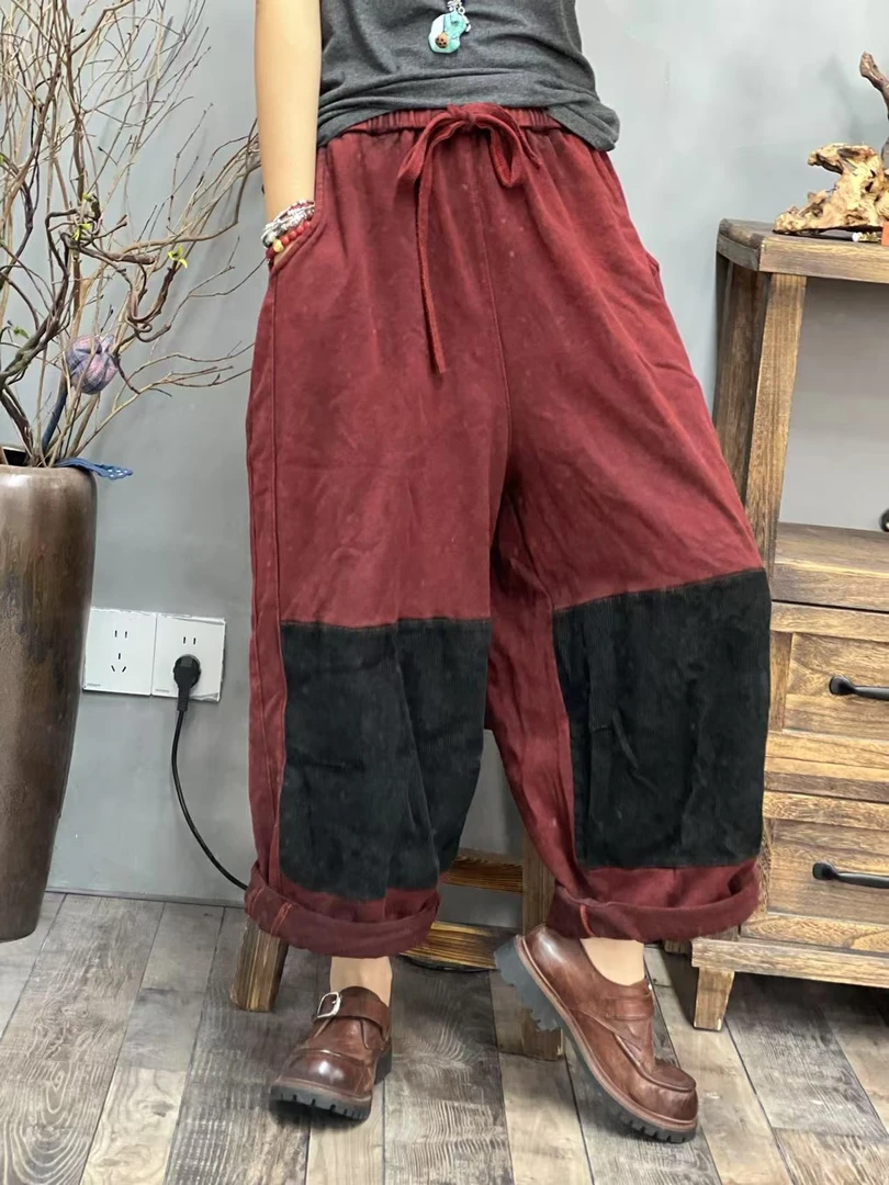 HH 0991 春季新品休闲卫裤百搭炒色撞色毛圈女士裤子 臀围132长88