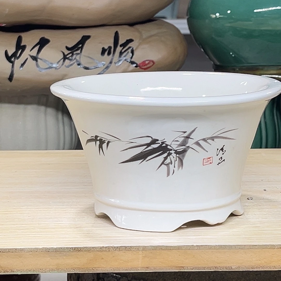 陶瓷绿植多肉微瑕贴花盆口径15*9