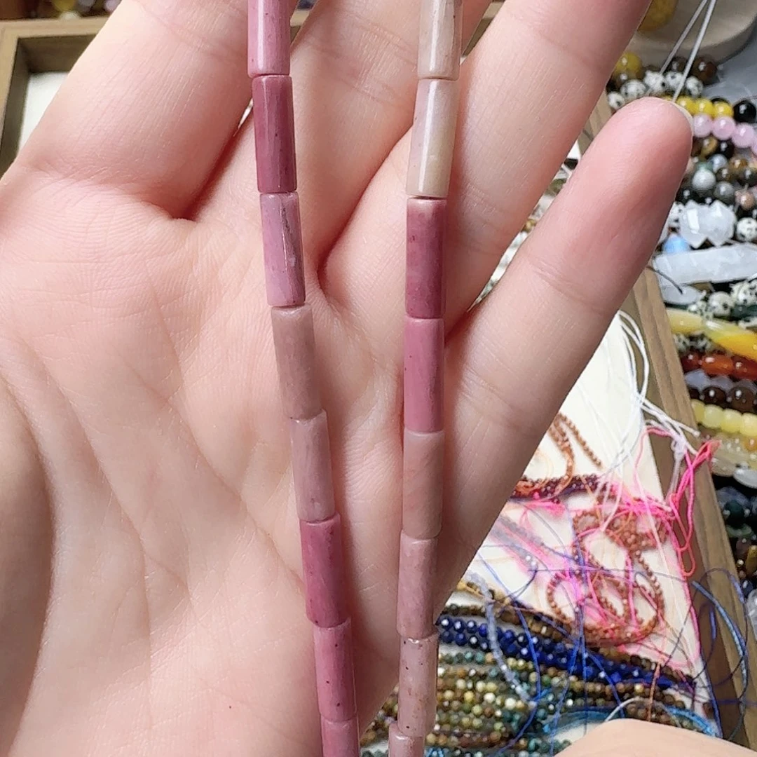玛瑙/玉髓未镶嵌珠宝半成品红木纹卡4圆管一条