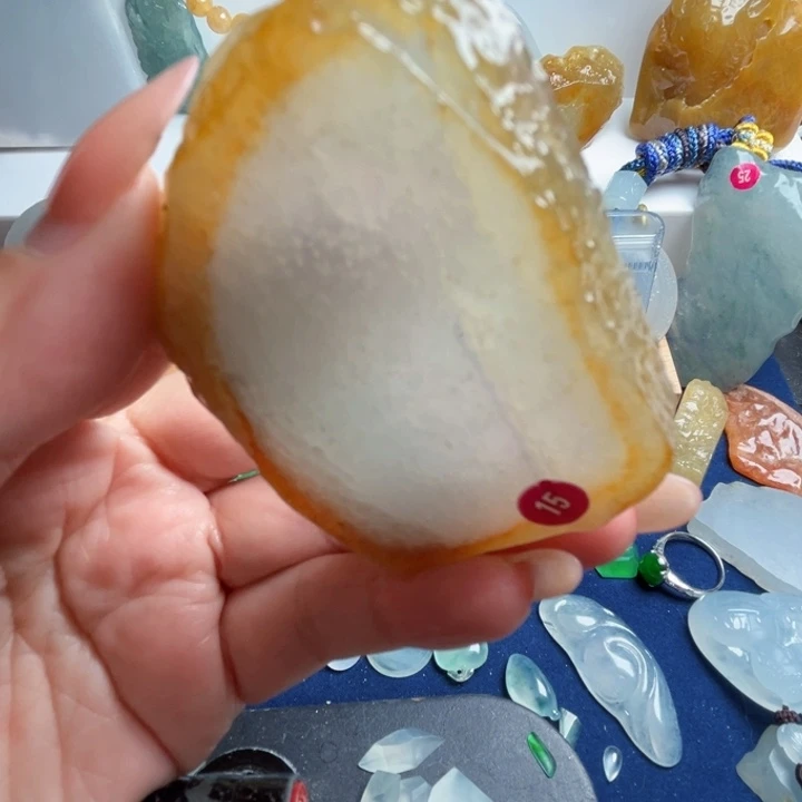翡翠未镶嵌颈饰高冰雪花棉