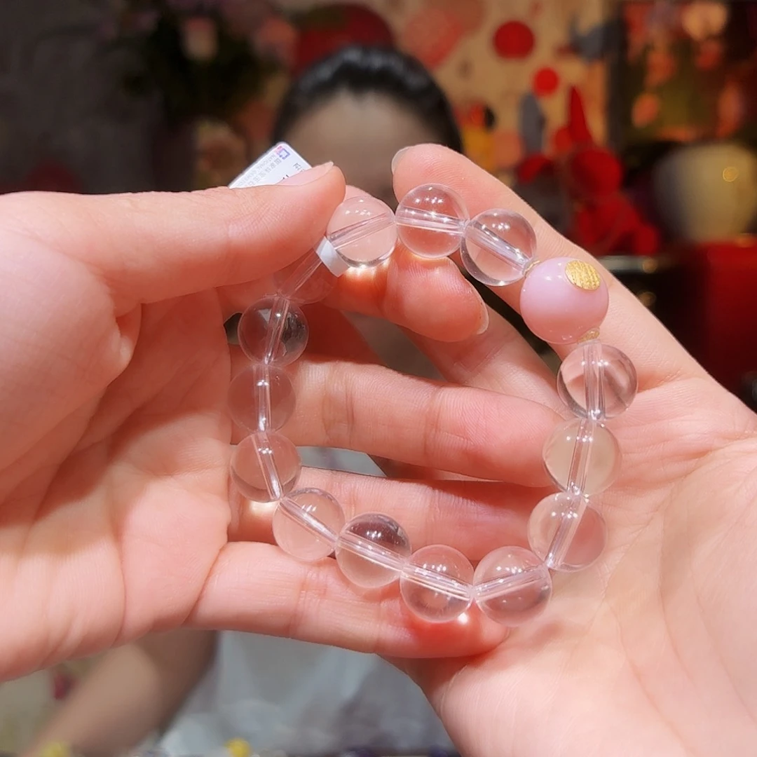 水晶手串18K金镶嵌手串