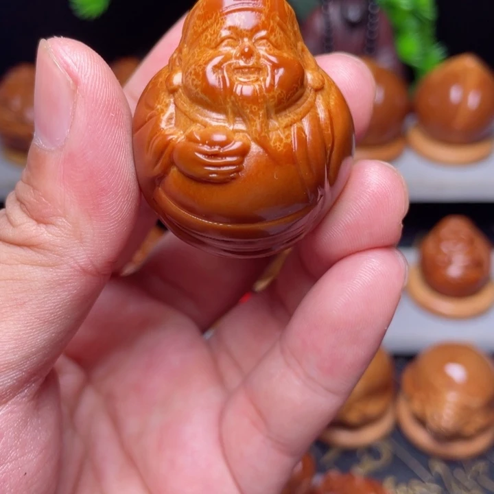 把件橄榄核光背小财神单子3.2