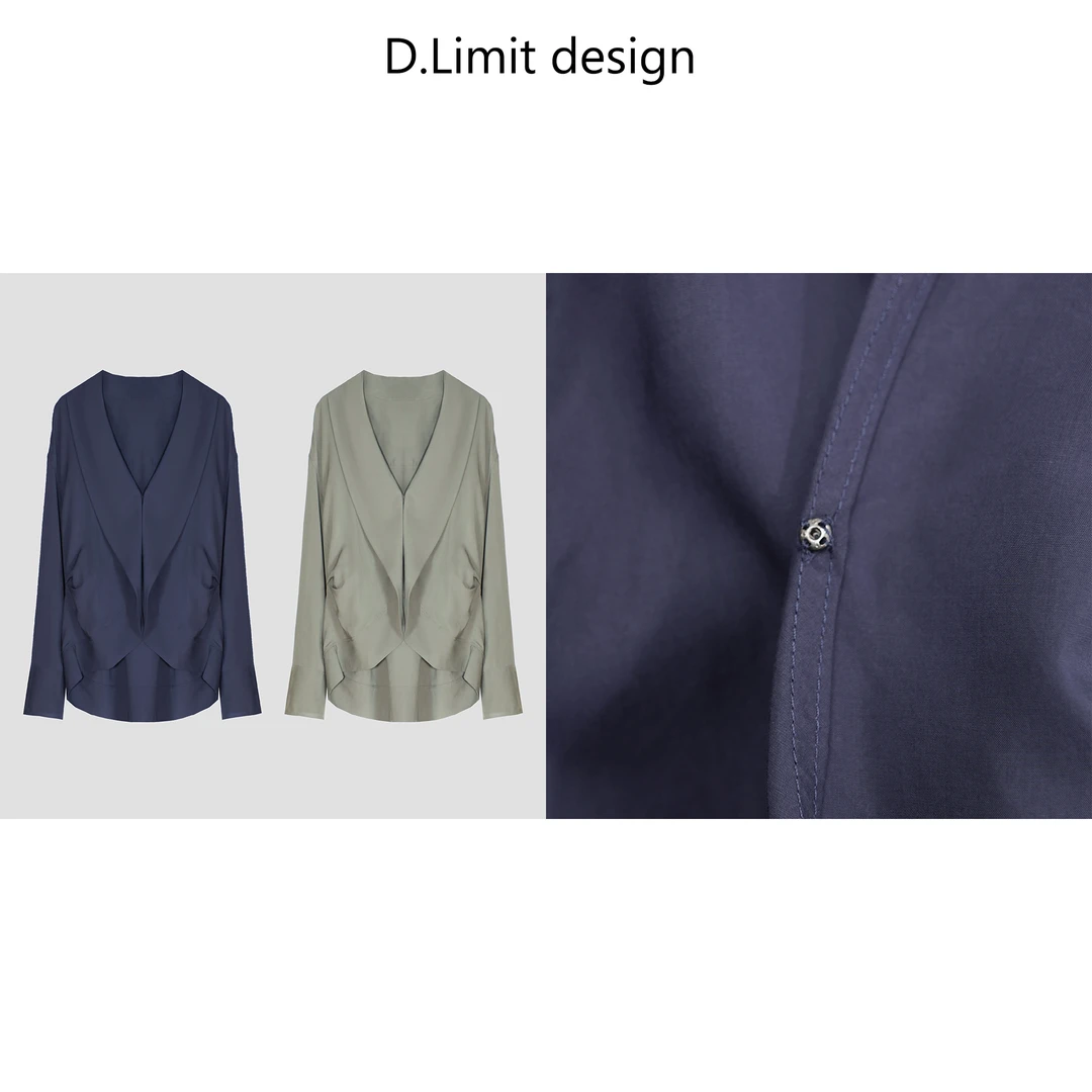 【D.Limit design】100天丝设计款透气垂坠领慵懒感衬衫DLSQ1801