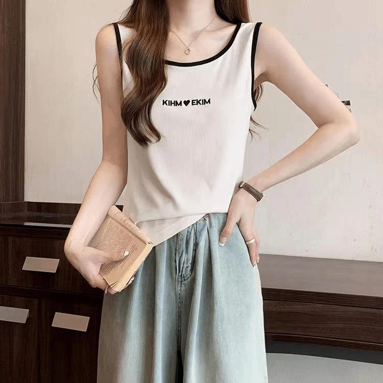 莫代尔刺绣吊带背心女夏新款大码胖mm内搭外穿打底无袖宽松上衣