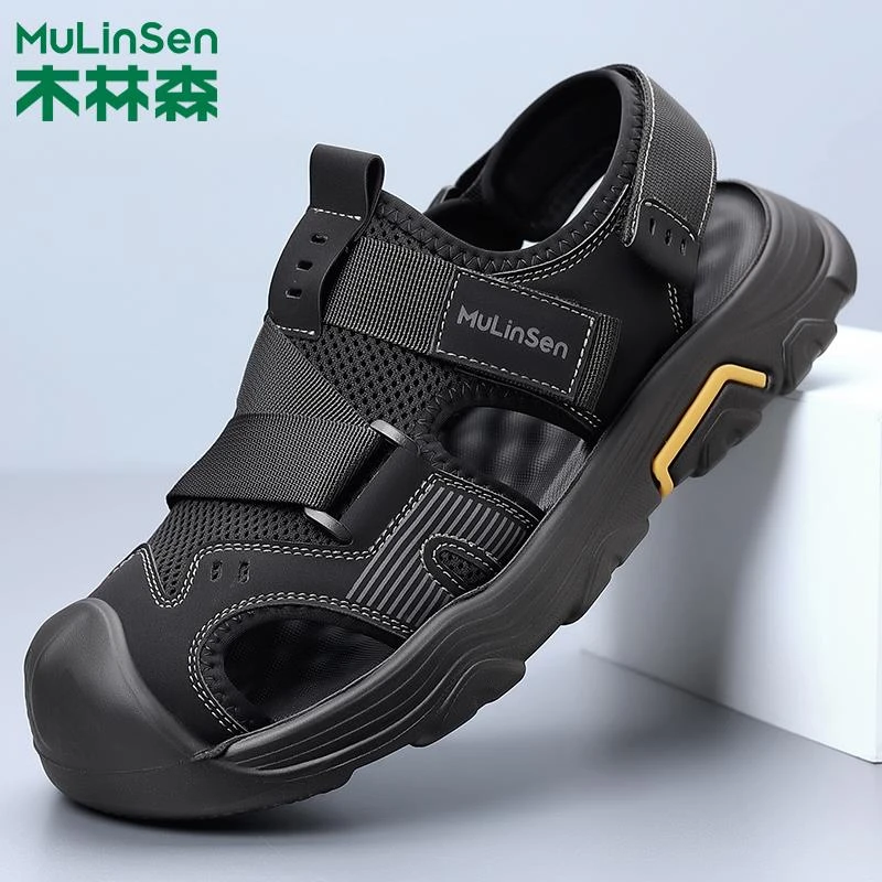 木林森2025凉鞋男秋季新款休闲透气包头户外男鞋子软底运动沙滩鞋