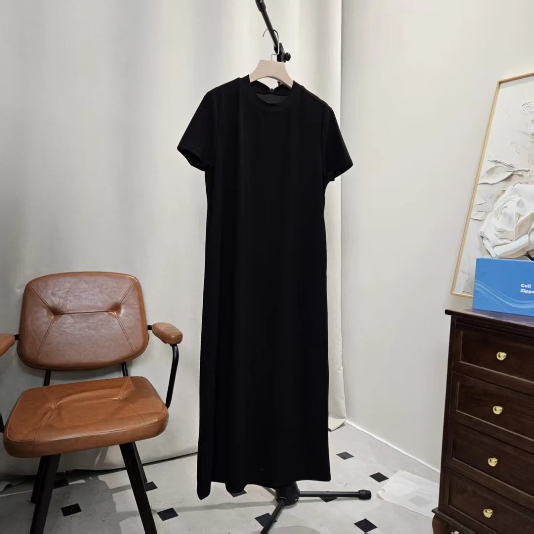 【0232】圆领长款法式气质黑色连衣裙