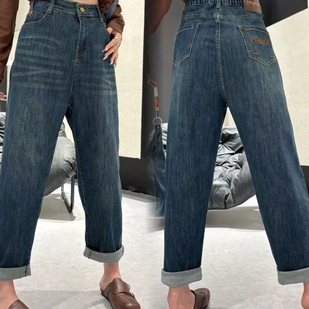 【胖彤彤】9768#后兜字母刺绣牛仔老爹裤Y/452！！