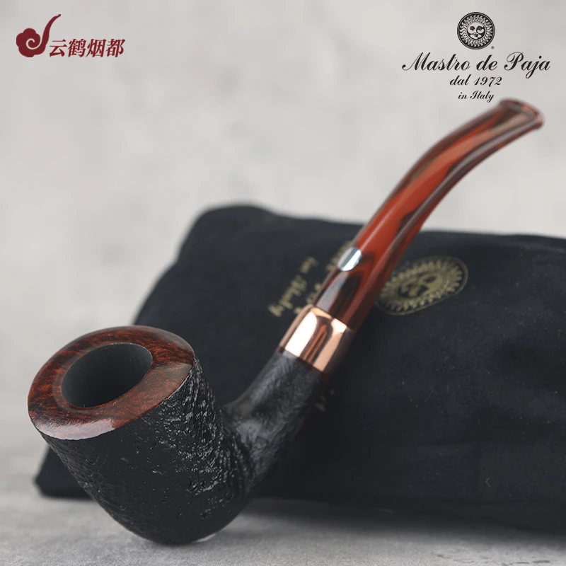 云鹤意大利Mastro de Paja马仕进口石楠木黑色喷砂弯斗