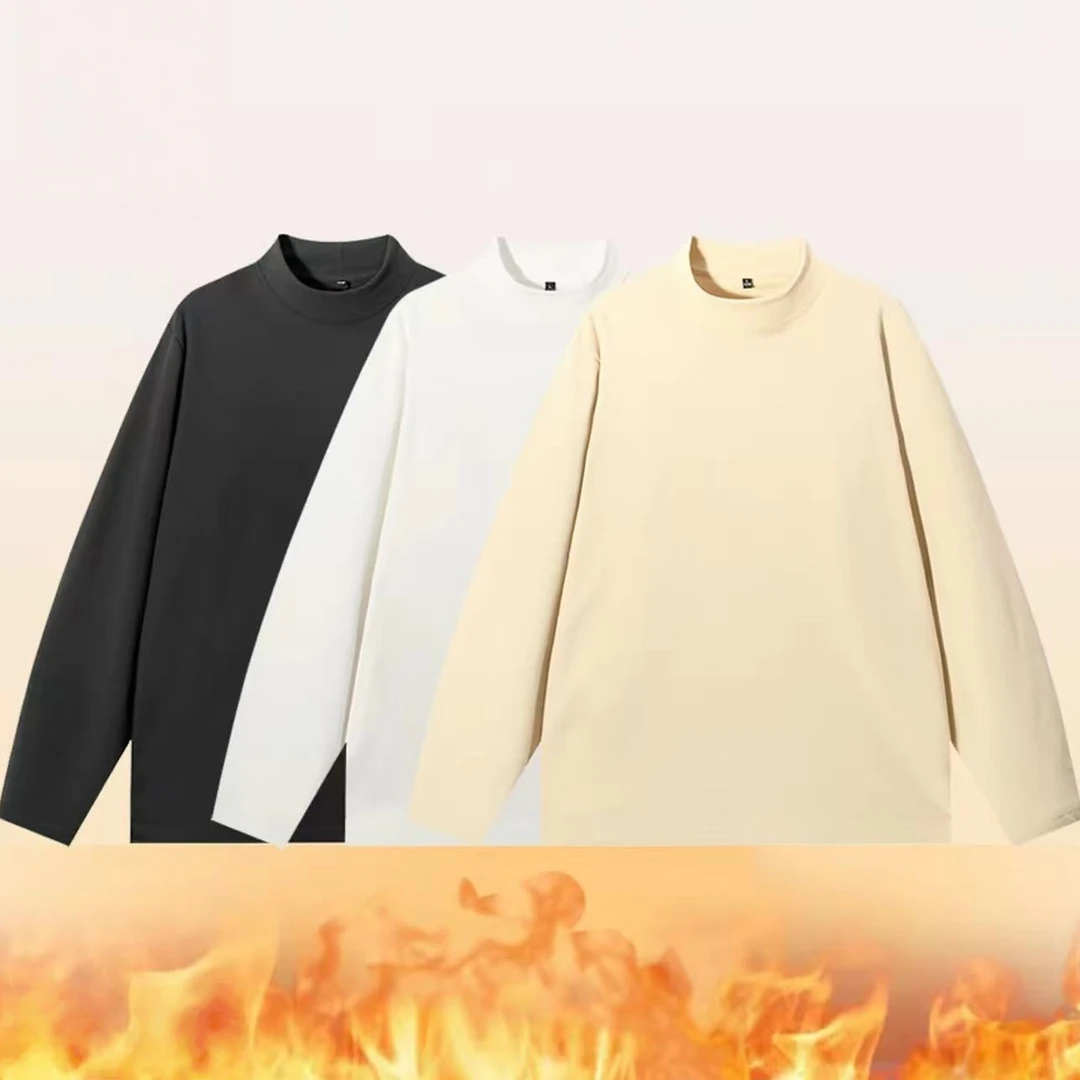 【森弟推荐】长袖T恤男士秋冬季2025新款双面暖绒纯色打底衫-LC2商品图