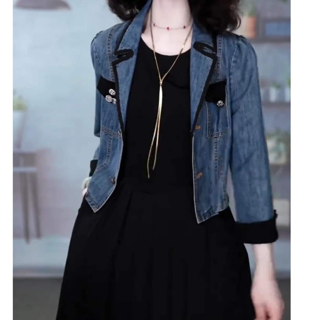 E124 两件套女2025春季新款牛仔外套时尚套装裙潮