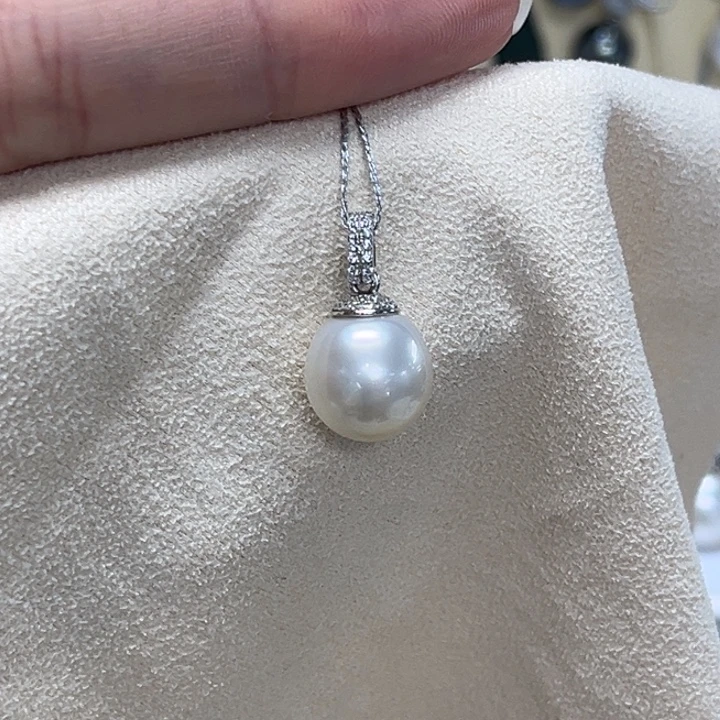 海水珍珠银S925镶嵌颈饰11-12mm 85号