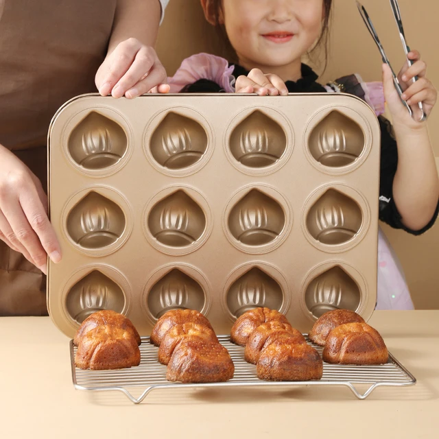 网红黄油年糕不粘栗子玛德琳模具12连模贴纸磨具蛋糕烘焙烤盘烤箱