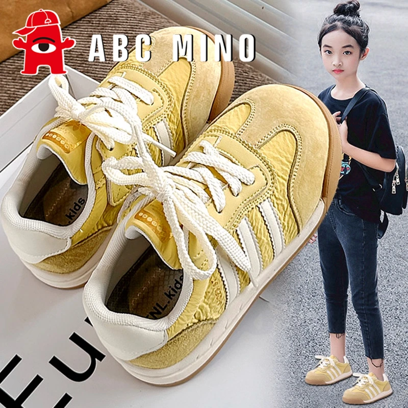 ABC MINO女童鞋子春秋2025新款德训鞋女款休闲百搭透气网面阿甘鞋