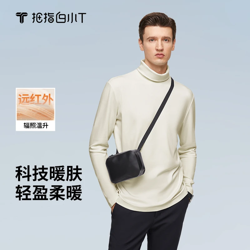 【白小T】热力舒感两翻领长袖T恤秋冬新款男士半高领打底衫保暖御寒