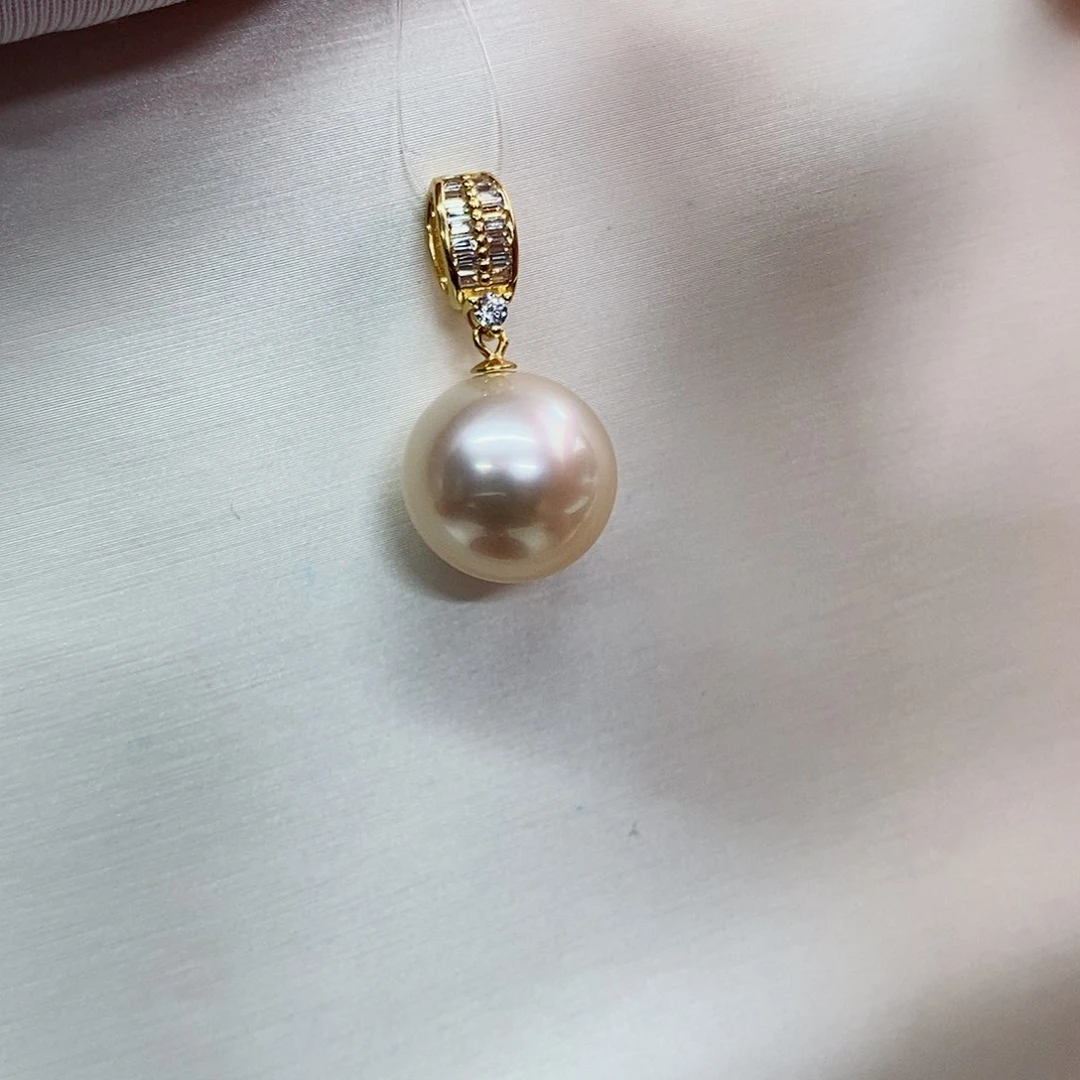 吊坠(不含链)银S925镶嵌海水珍珠14-15