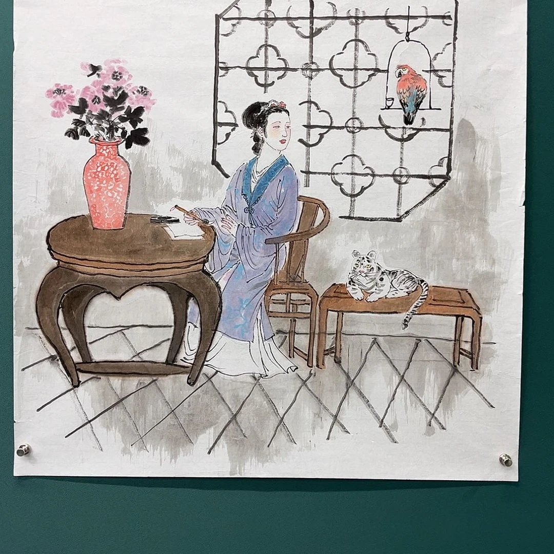 国画艺术家真人手绘