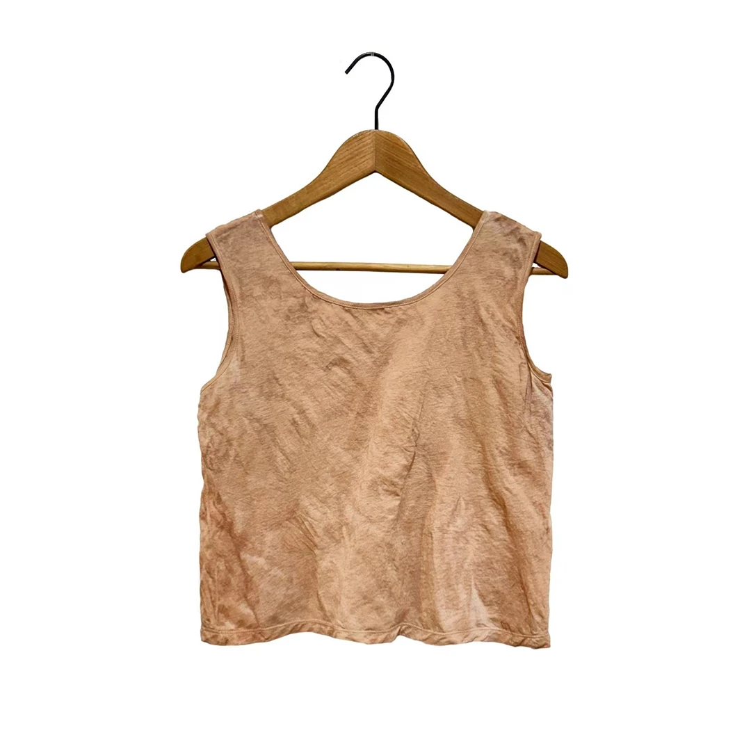 左岸迷香 Z25SS4018 布衣分享原创春夏植物染棉麻圆机针织背心