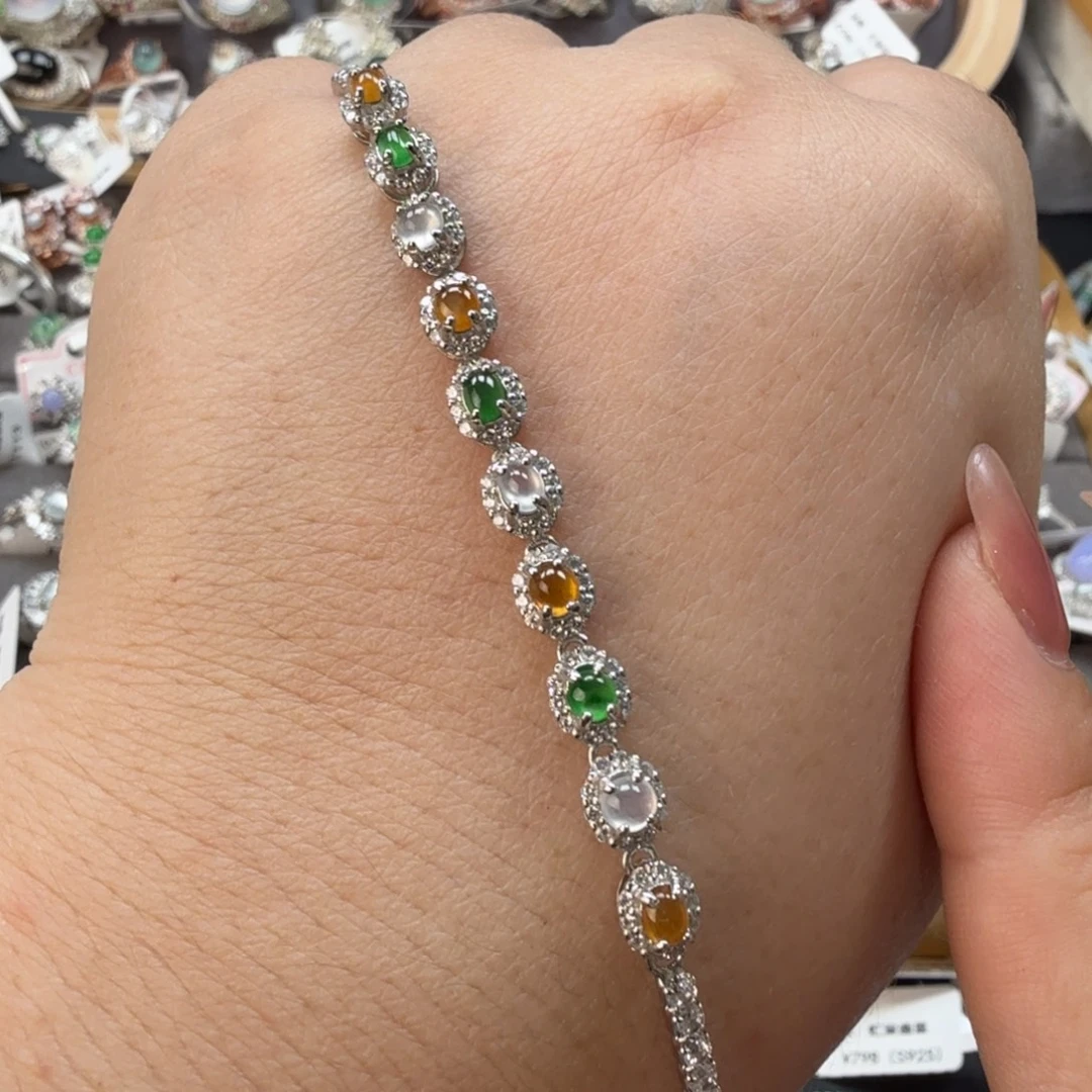 翡翠银S925镶嵌戒指8060