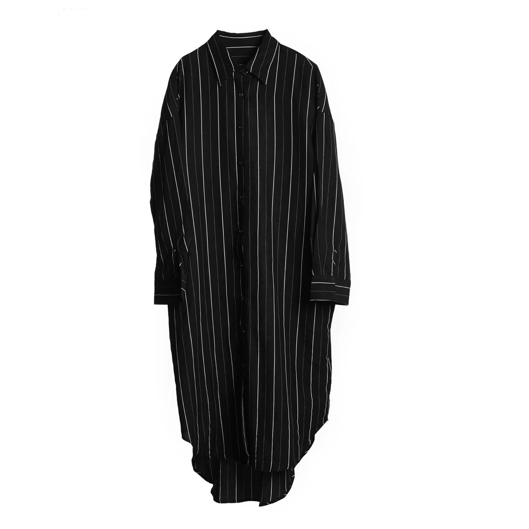 生活主张 Advocatelife时尚休闲黑色条纹百搭长款衬衫JQ121100