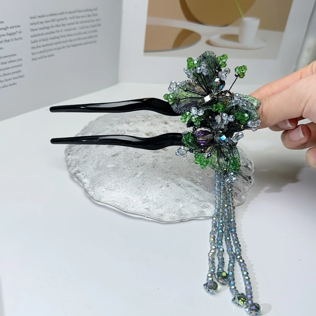 B6030编号紫莹轻奢发饰《u型双钗》