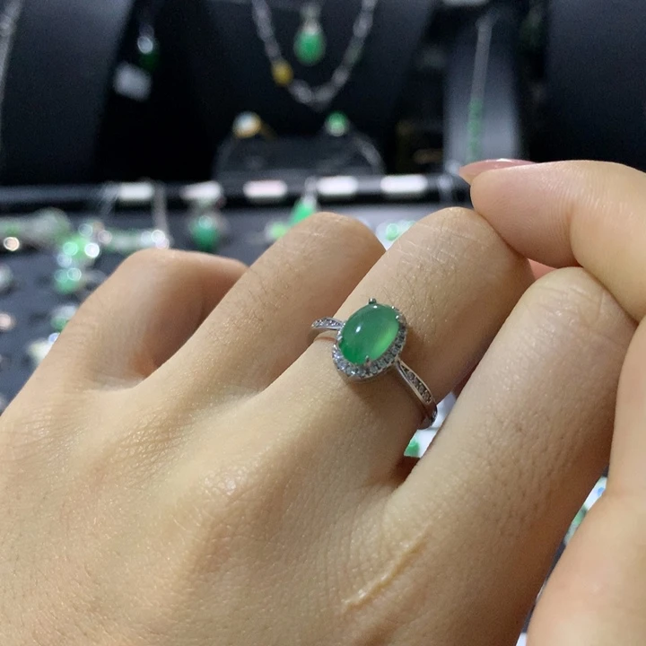 翡翠银S925镶嵌戒指