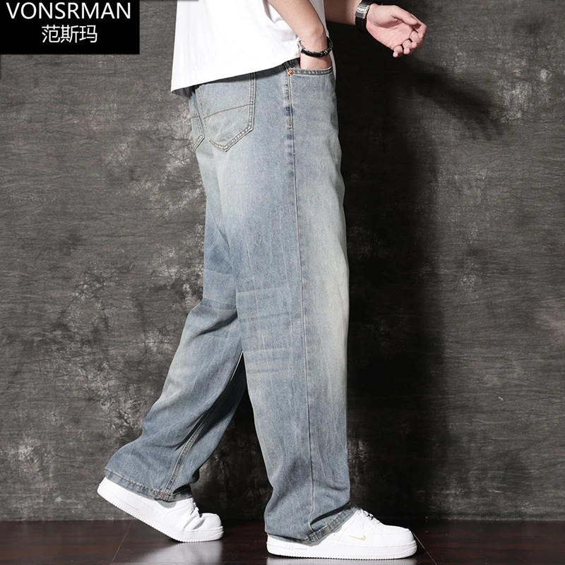 252克夏季超薄款牛仔裤2025新款男宽松直筒长裤子做旧短袖推荐
