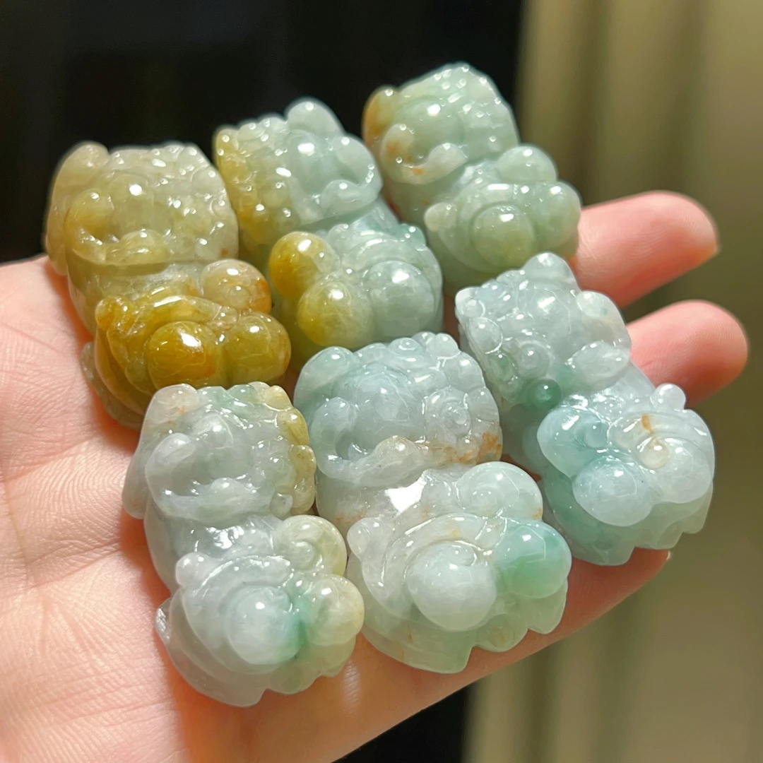 翡翠A货黄加绿冰紫撒金貔貅招米纳米特色貔貅吊坠多样性发一件