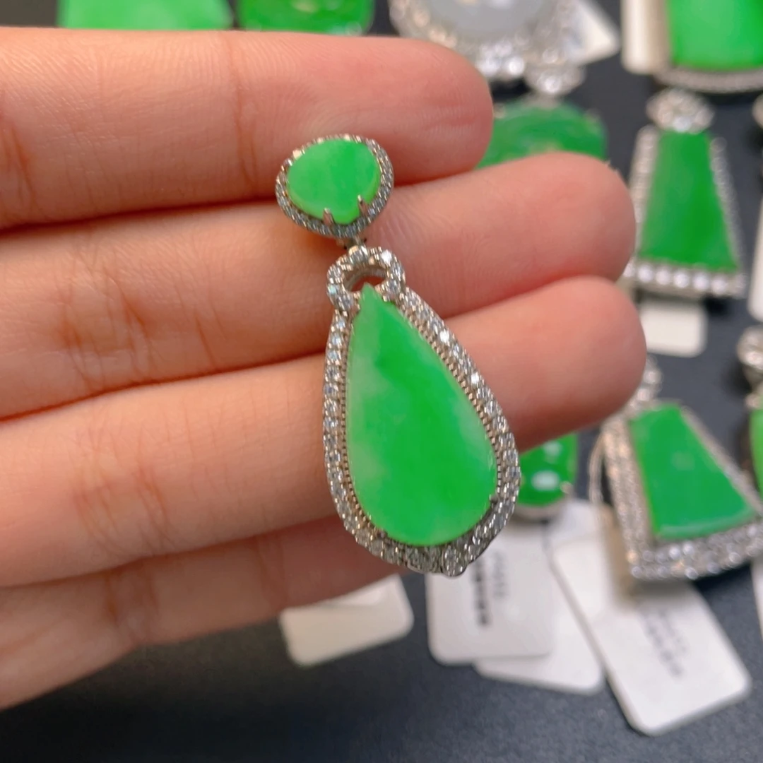 翡翠银S925镶嵌吊坠(不含链)