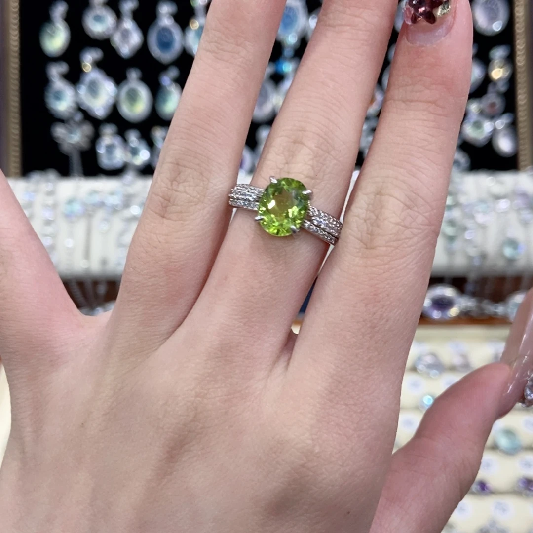 戒指银S925镶嵌橄榄石