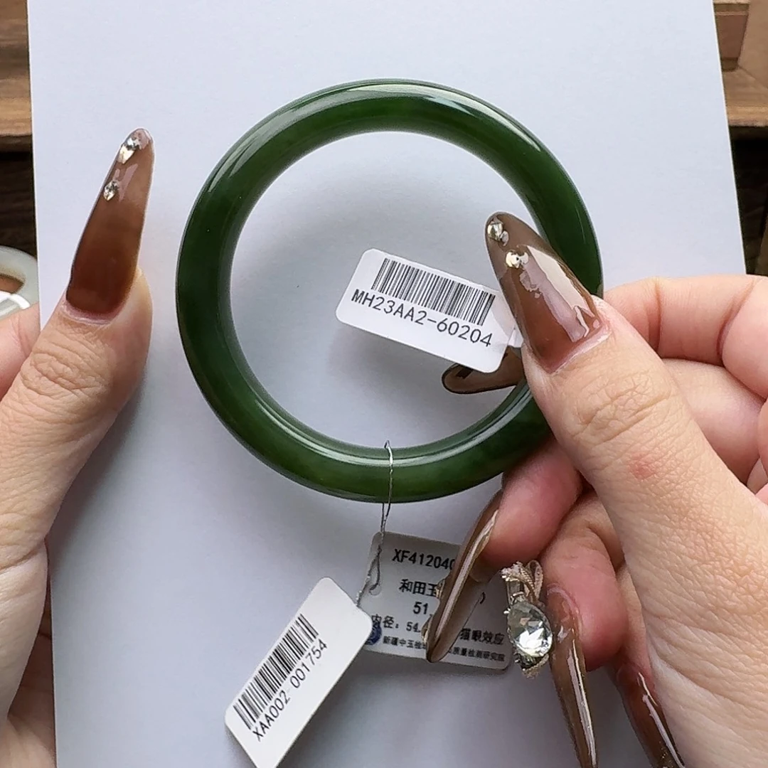 和田玉未镶嵌手镯54碧玉